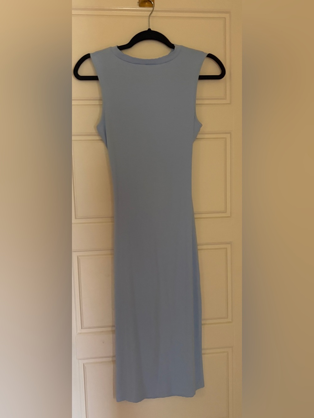 Pretty baby blue color stretchy dress